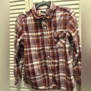 The North Face Maroon and Orange Plaid Shirt